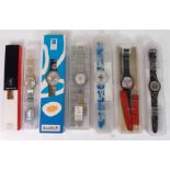 FIVE VARIOUS OLYMPIC SWATCH WATCHES including Atlanta 1996, Sydney 2000, Beijing 2008, Athens 2004