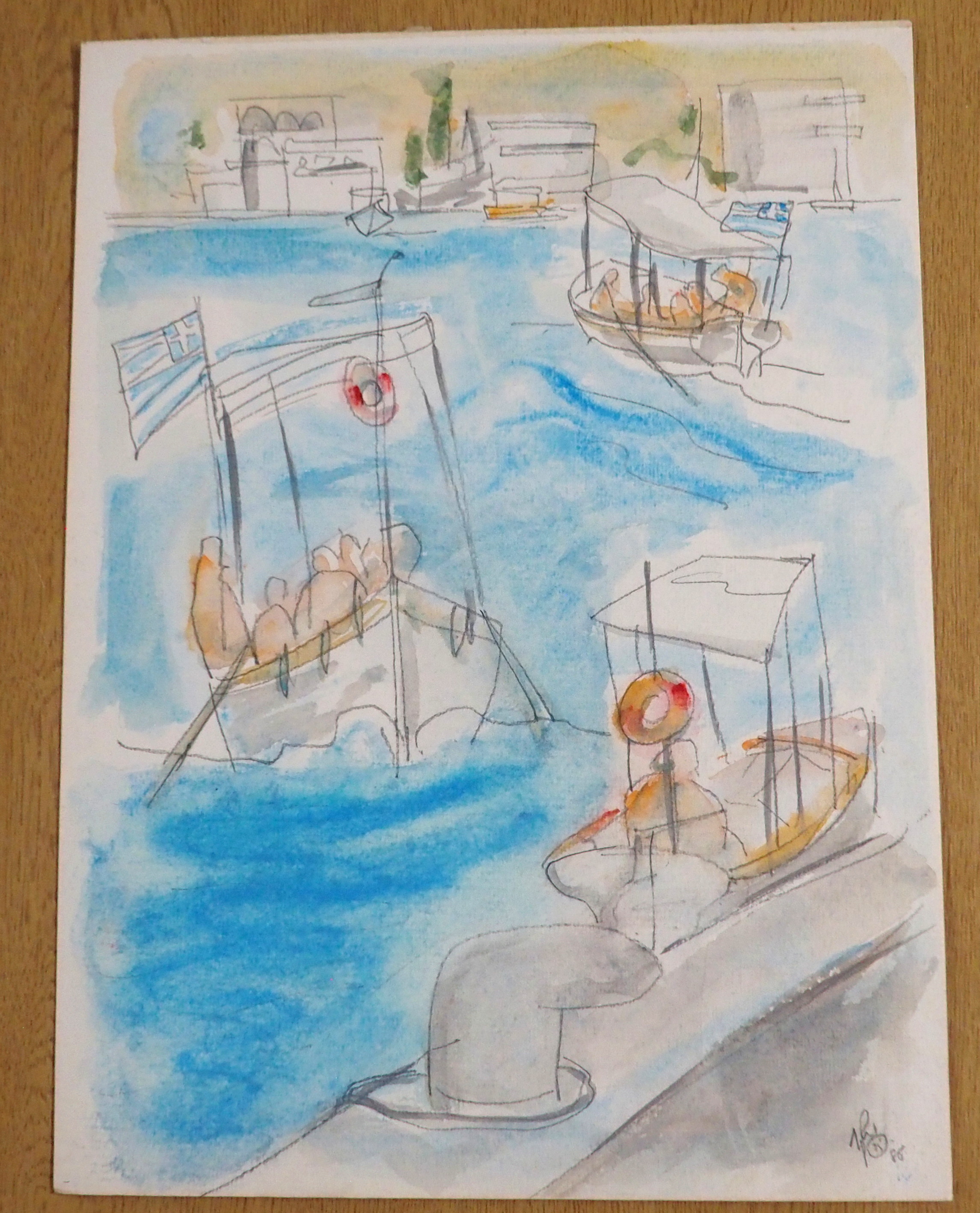 •GEORGE WYLLIE MBE (SCOTTISH 1921-2012) GOUROCK Watercolour, signed initials and dated (19)79, 32 - Image 3 of 7