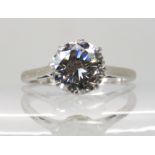 AN 18CT WHITE GOLD AND PLATINUM SOLITAIRE DIAMOND RING diamond estimated approx 1.58cts, 7.52mm x7.