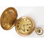 A 9CT GOLD FULL HUNTER POCKET WATCH both dial and mechanism signed Thomas Russell & Son,