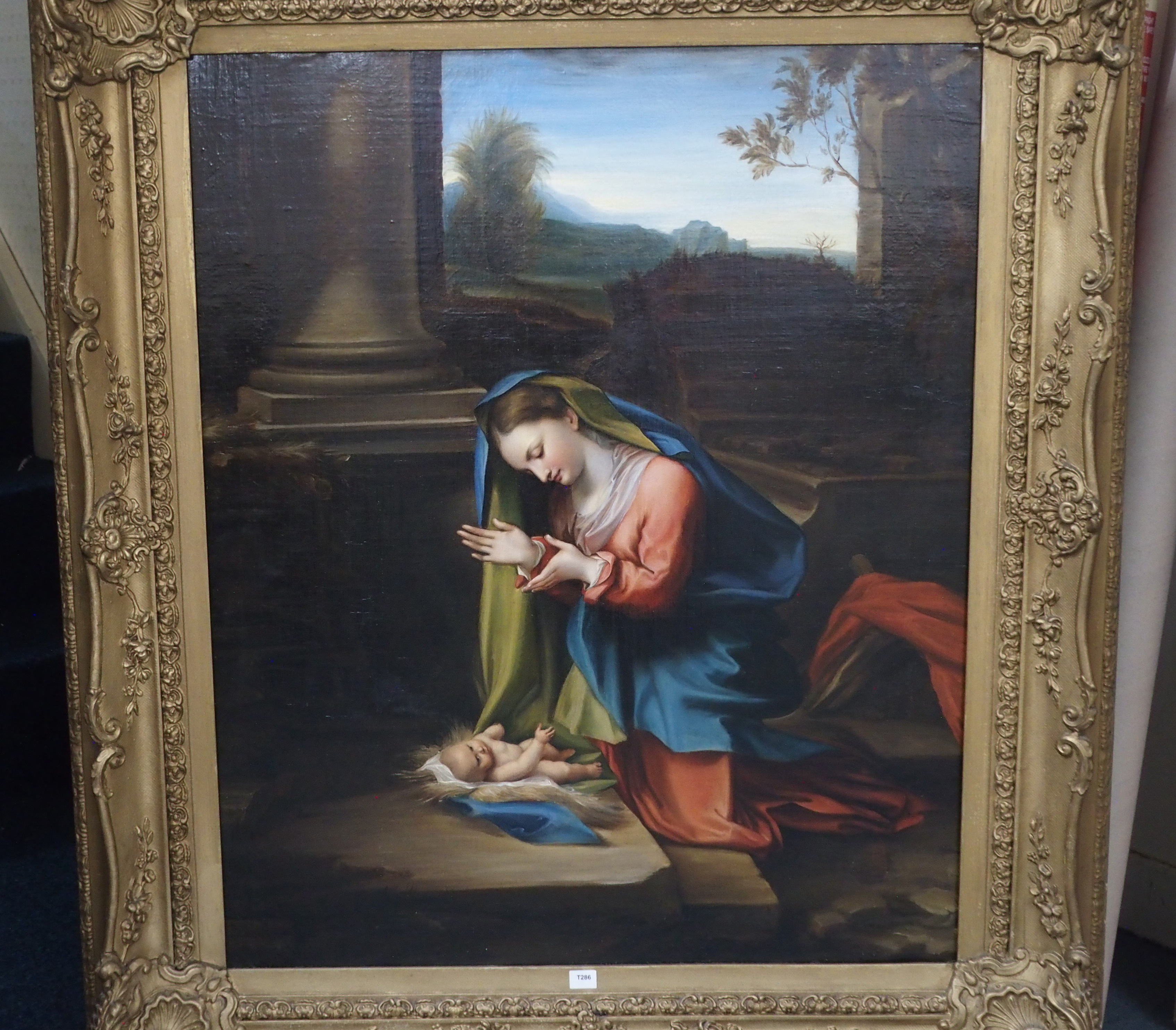 ITALIAN SCHOOL (18TH/19TH CENTURY) THE VIRGIN ADORING THE CHRIST CHILD IN THE RUINS Oil on canvas, - Image 2 of 7