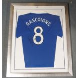 A BLUE RANGERS REPLICA SHORT-SLEEVED SHIRT No.8, the reverse lettered Gascoigne and also autographed