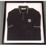 A WIMBLEDON POLO SHIRT autographed by Andy Murray and Roger Federer, with certificate of