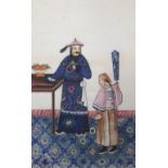 CHINESE SCHOOL Noble man and attendant in an interior, 33 x 20cm and a scholar with pupils