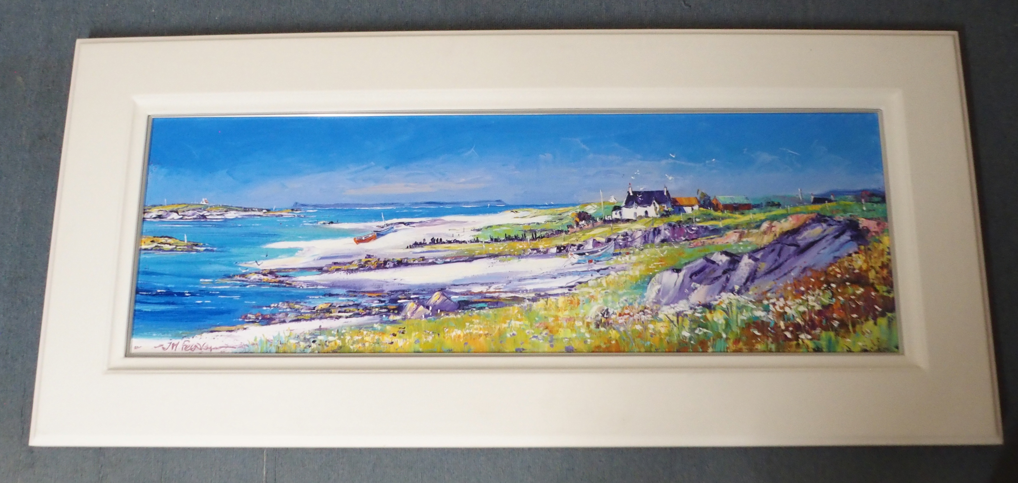 •JEAN FEENEY (BRITISH CONTEMPORARY) BRIGHT SUMMER DAY, ARISAIG Acrylic on canvas, signed, 40 x 120cm - Image 2 of 6