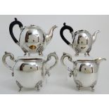 A FOUR PIECE SILVER TEA SERVICE by Richard Pearce and George Burrows, London 1839, of globular form,