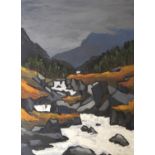 •DAVID BARNES (BRITISH B. 1943) GRAMPIAN FALLS Oil on board, signed verso, 39.5 x 29.5 (15 1/2 x