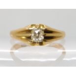 AN 18C OLD CUT DIAMOND RING the cushion cut diamond is estimated approx 0.35cts, finger size O,