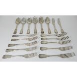 A COLLECTION OF SILVER CUTLERY comprising six tablespoons by Mitchell & Russell, Edinburgh 1815