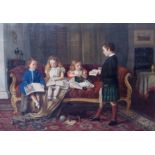 SCOTTISH SCHOOL (19TH CENTURY) THE LESSON C. 1882 Oil on canvas, 96.5 x 138cm (38 x 54 1/4") Group