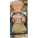 A Victorian walnut armchair and another chair (2) Condition Report: Available upon request