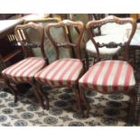 Three Victorian rosewood balloon back chairs and a firescreen (4) Condition Report: Available upon