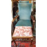 A pair of Parker Knoll armchairs, table, bedside cabinet and a stool (5) Condition Report: Available