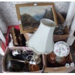 Assorted ceramics, table lamps, pictures etc Condition Report: Available upon request