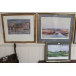 Two signed prints of Old Saybrook, Conneticut and a James Morrison "Saltmarsh" signed print (3)