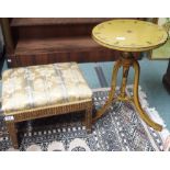 A Victorian beechwood fluted footstool and a painted side table on tripod base (2) Condition Report: