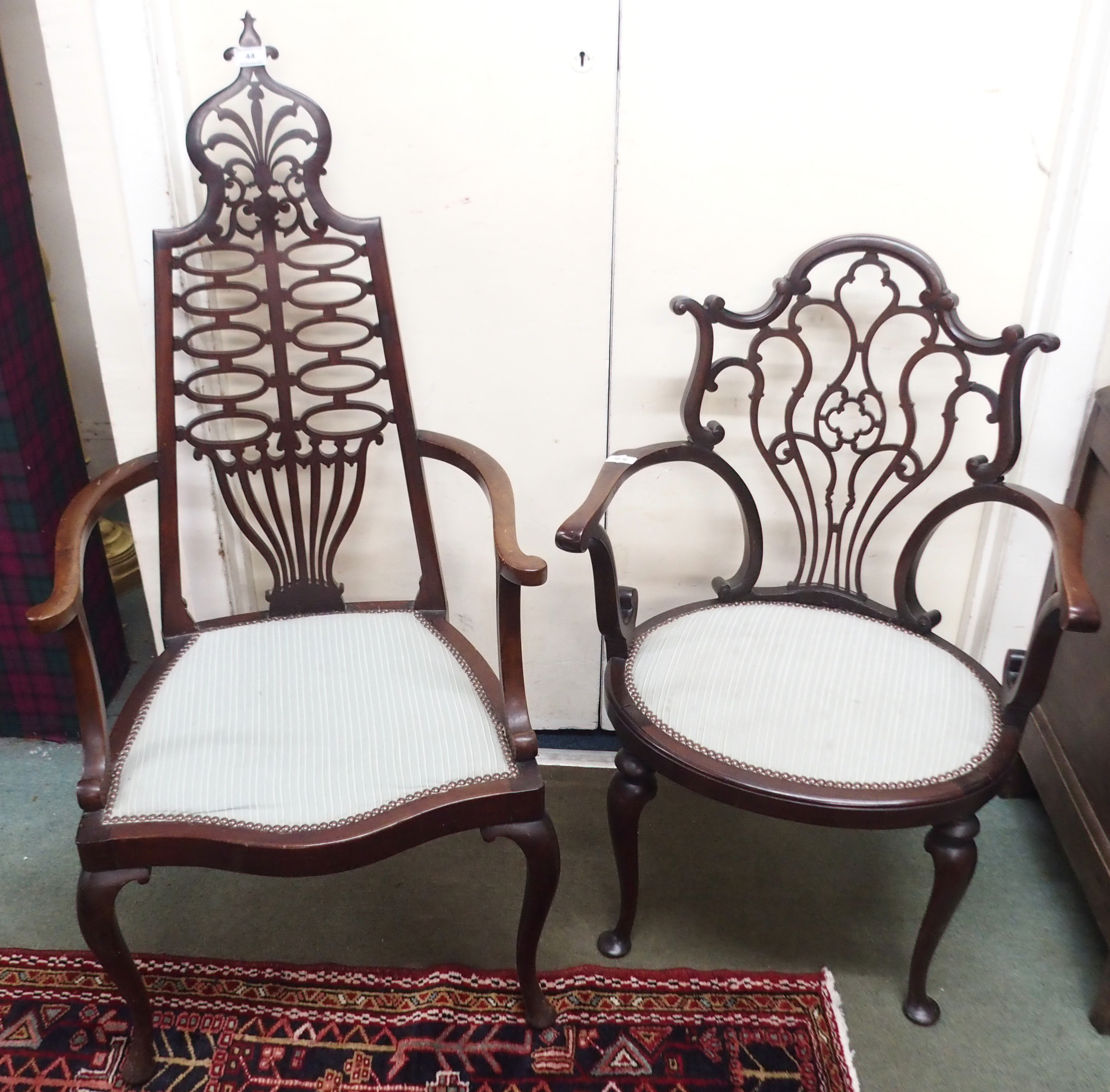 Two Victorian mahogany parlour chairs (2) Condition Report: Available upon request