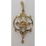 A 9ct gold pearl set Edwardian pendant length 5.2cm, weight 2.6gms Condition Report: Available