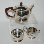 A three piece silver tea service, London 1932, 801gms Condition Report: Available upon request