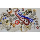 A collection of vintage costume jewellery to include retro items Condition Report: Not available for