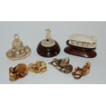 Three various netsukes, carved muscle shell etc Condition Report: Available upon request