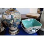 A Satsuma vase (cut down) and two Chinese bowls Condition Report: Available upon request