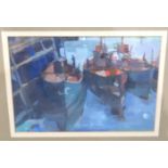 C SMITH Fishing boats, signed, gouache, dated, 1964, 25 x 34cm and three others (4) Condition
