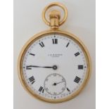 A 9ct gold open face Bensons pocket watch (af) diameter 4.8cm, weight including mechanism 71.4gms