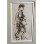 D C Portrait studies of three miners, monogrammed, sepia drawings, 20 x 10cm (3) Condition Report: