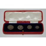 G.B. a 1922 George V maundy money four coin set in red tooled leather box of issue Condition Report: