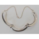 A Georg Jensen silver bracelet that has been made into a necklace, pattern number 452 Condition