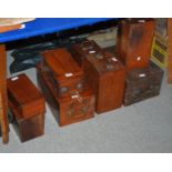 Eight various mahogany and other microscope boxes, 46cm and smaller (8) Condition Report: