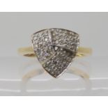 A 9ct gold pave set diamond dress ring, set with estimated approx 0.35cts of brilliant cut diamonds,