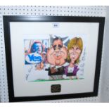Malky McCormick, Yes Campaign Launch, original drawing, signed by Alex Salmond, Nicola Sturgeon