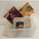 A large box of Elvis Presley vinyl LP records with GI Blues, Madison Square Gardens, Easy Come