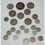 A small collection of GB pre '47 coins, USA silver dollar etc Condition Report: Available upon
