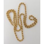 A 9ct gold rope chain necklace, length 64cm, weight 12.4gms Condition Report: Available upon