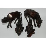 A tray lot including pair of oriental animal figures, other figures, flutes (def) etc Condition