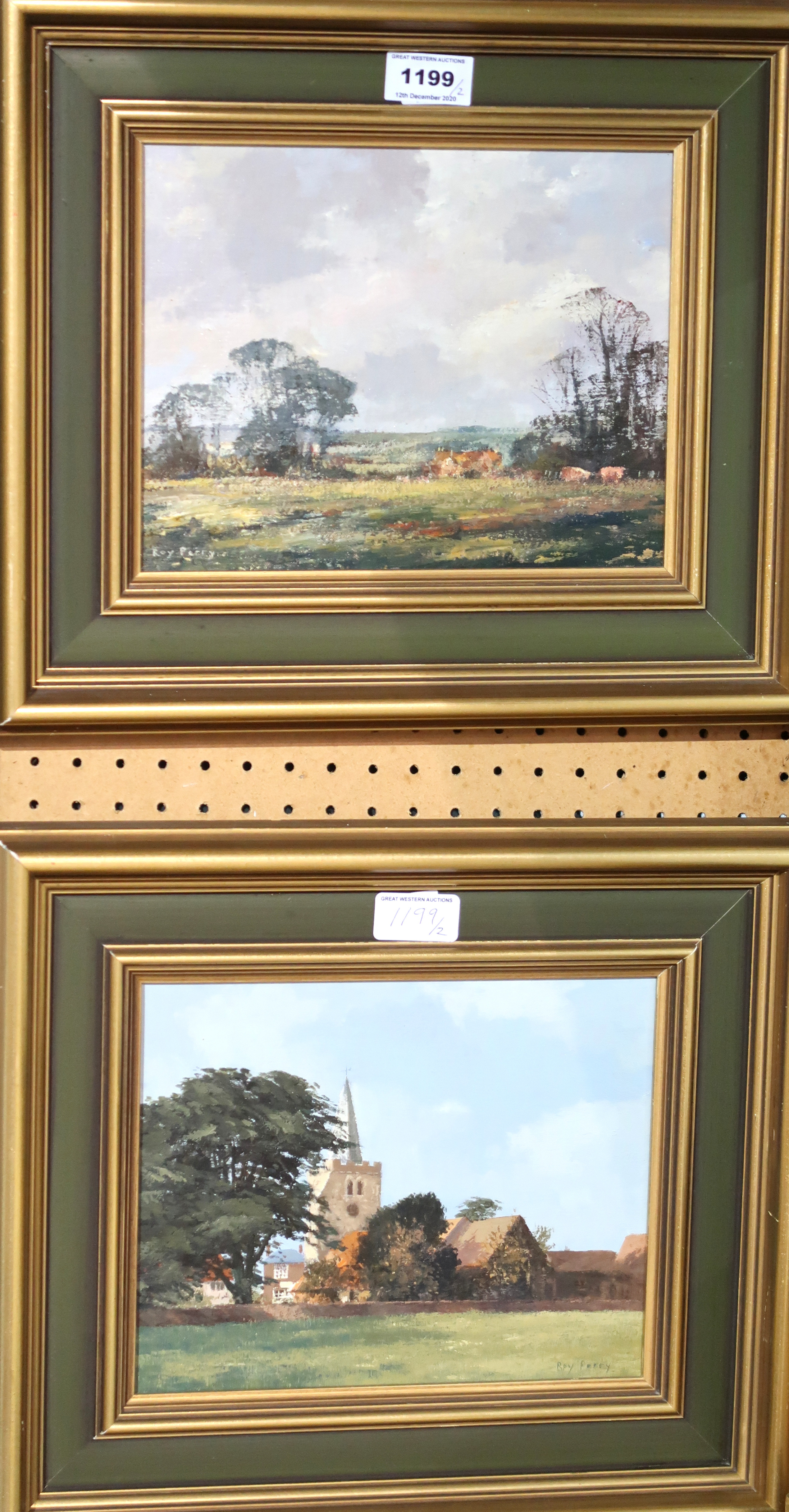 ROY PERRY Suffolk Landscape, signed, oil on board, 19 x 24cm and another (2) Condition Report: