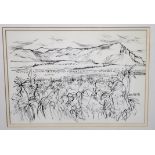 JACK FIRTH Potato Field at Loch Ewe, signed, ink, 36 x 52cm Condition Report: Available upon