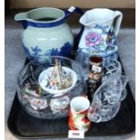 A Losol Ware Shanghi jug, another jug, trinket boxes, crystal etc Condition Report: Not available