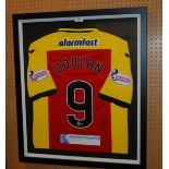 A yellow and red Partick Thistle short-sleeved shirt, No. 9, the reverse lettered Doolan also