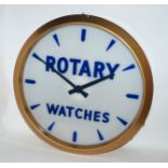 A vintage Rotary shop back lit display clock, in circular metal, 54cm Condition Report: Available