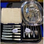 A tray lot of EP - dish, cased and loose cutlery Condition Report: Available upon request