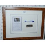The Pen, used by Deputy First Minister to cast her yes vote on 18 September 2014 framed with