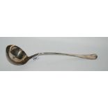 A silver soup ladle, unclear thistle marks, 37cm long, 219gms Condition Report: