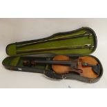 A one piece back violin 35cm with label to the interior Copie de Franciscus Bobetti fecit Venitus