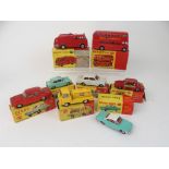 Eight various Dinky models comprising 276 Airport Fire Tender; 289 Routemaster Bus; 130 Ford