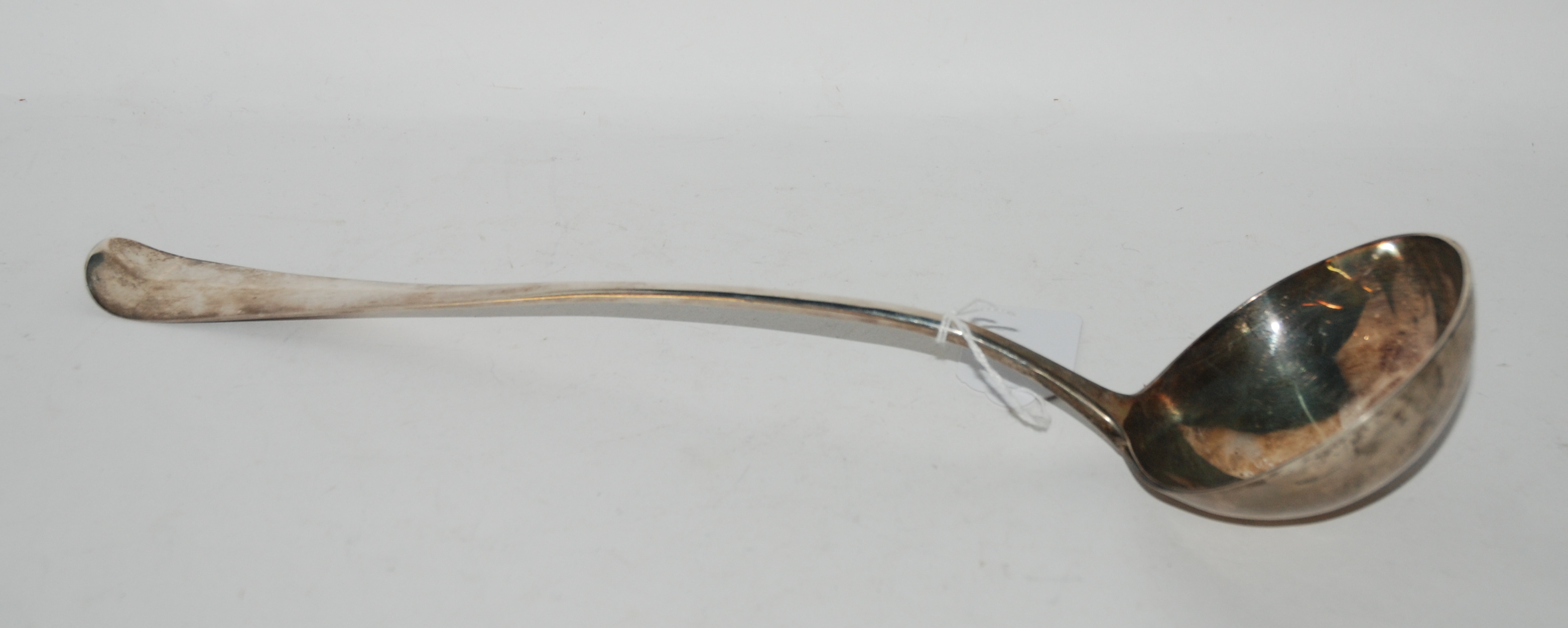 A silver soup ladle, unclear thistle marks, 37cm long, 219gms Condition Report: - Image 2 of 2