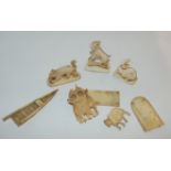 A small collection of carved bone animals etc Condition Report: Available upon request